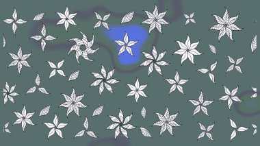 Tarafsız renklerde çiçekler. El çizimi çiçekli soyut çizim kalıbı. Raster illüstrasyonu.