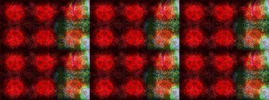 El çizimi, dövme stili karalama, kumaş tasarımı ve Raster illüstrasyonunda kartlar. Sanat terapisi tarzı için kırmızı, kahverengi ve siyah mandala şeklinde kar taneleri..