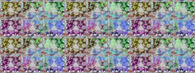 Renkli Bahar Temalı Kusursuz Arkaplan. Raster Şirin kumaş deseni. Düz Çiçek Elementleri Tasarımı. Kusursuz bağbozumu.