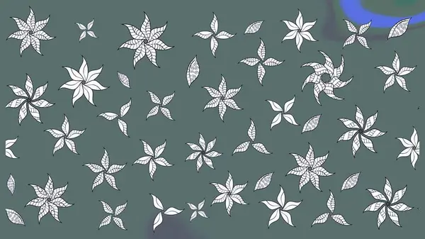 Raster illüstrasyonu. Raster deseni. Tarafsız renklerde bahar çiçekleri. Patlayan çiçekler soyut yerleştirilmiş.