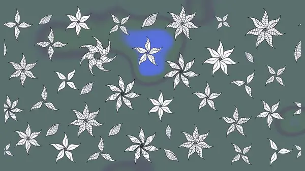 Tarafsız renklerde çiçekler. El çizimi çiçekli soyut çizim kalıbı. Raster illüstrasyonu.