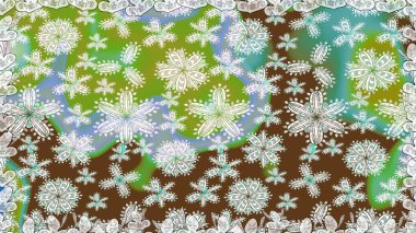 Renkli Bahar Temalı Kusursuz Arkaplan. Kusursuz çiçek deseni. Güzel kumaş deseni. Düz Çiçek Elementleri Tasarımı. Raster illüstrasyonu. Asya tekstil tarzında.