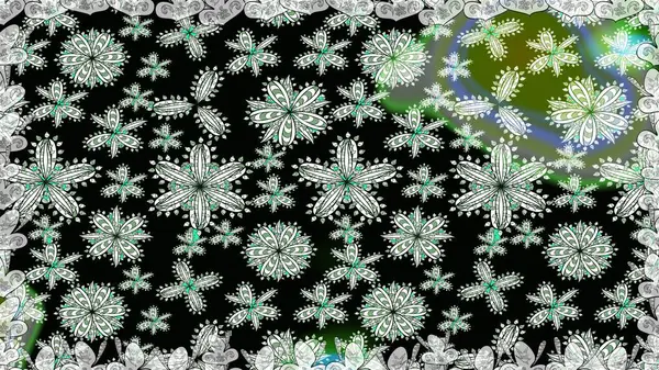 Siyah renkli şirin tekstil. Çiçek arkaplan. Renkli, pürüzsüz desen. Çiçek duvar kâğıdı. Raster illüstrasyonu.