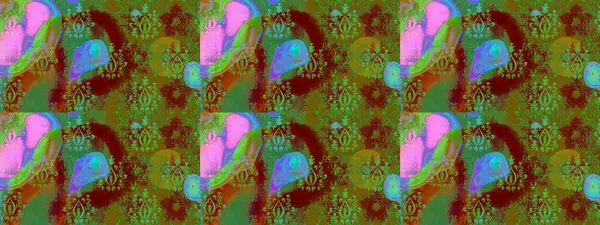 Yeşil renkli çiçekler. Tropik çiçekler. Gömlek çizimi Arkaplan Deseni.