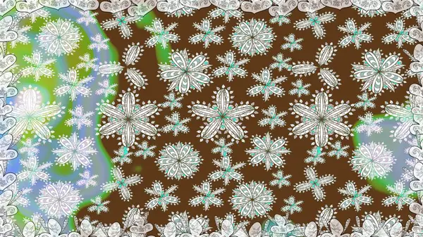 Şirin çiçek elementleri. Kusursuz desenli, modaya uygun kumaş deseni. Raster illüstrasyonu. Düz Çiçek Elementleri Tasarımı. Renkli Bahar Teması Kusursuz Arkaplan.