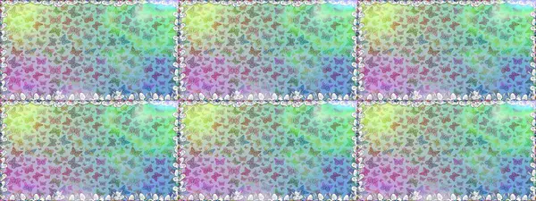 Duvar kağıtları, web sayfası geçmişi, yüzey dokuları, tekstil için mükemmel. Raster. Mavi renklerdeki kusursuz çiçek desenli arka plan. Resimler tropikal kelebeklerle birlikte.