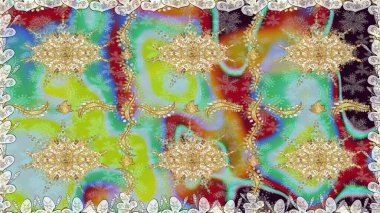 Doğu tarzı arabesk tarzında altın elementler. Raster altın pürüzsüz desen. Kusursuz altın desenli bukleler. Tarafsız renklerde kusursuz desen.