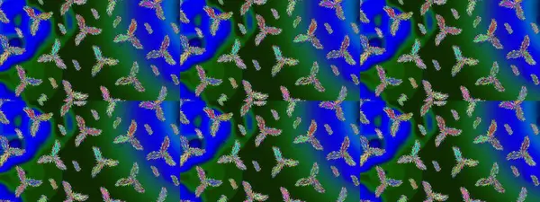 Renkler. Kar tanelerinin soyut arkaplanlı Noel şablonu. Noel ve yeni yıl moda baskıları için tatil tasarımı. Mavi, yeşil ve gri kar taneleri. Raster illüstrasyonu.