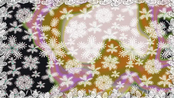 Tarafsız renklerde çiçekler. Sevimli çiçek raster deseni. Düz Çiçek Elementleri Tasarımı. Renkli Yaz Temalı Kusursuz Arkaplan.