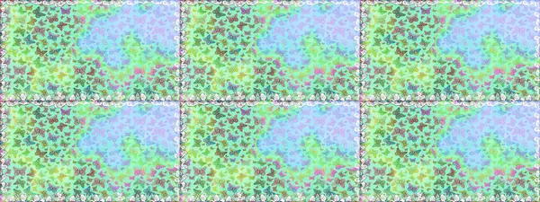 Mavi renkte güzel renkli kelebekler. Kumaş, tekstil, baskı ve davetiye için arka plan. Kusursuz desen. Raster illüstrasyonu.