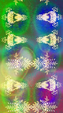 Raster illüstrasyonu. Noel stili. Altın renkte kar taneleri.