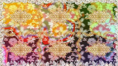 Damask arkaplanı tekerrür ediyor. Tarafsız renklerde altın element. Barok tarzında altın çiçek süsü. Antika altın tekrarlanabilir duvar kağıdı.