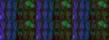 3D çiçekler, eskiz. Raster illüstrasyonu. Mavi renklerde.