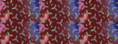 Güzel bir kış süsü. Kırmızı, kahverengi ve mor kar tanelerinden izole edilmiş. Kar taneleri koleksiyonu. Raster illüstrasyonu.