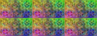 Kar tanelerinin soyut arkaplanlı Noel şablonu. Raster illüstrasyonu. Yeşil, kahverengi ve mavi renkler. Noel ve Yeni Yıl moda baskıları için tatil tasarımı.