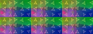 Raster illüstrasyonu. Yıldızlı ve düşen kar taneleriyle büyülü altın tatil soyut arka plan. Noel yeşili, mavi ve menekşeler.