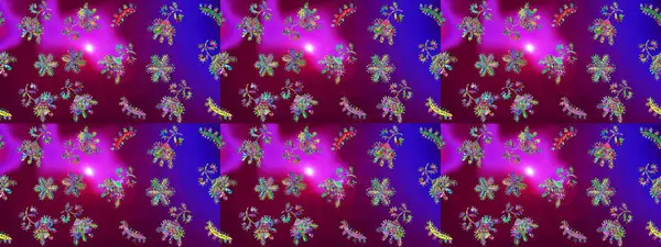 Güzel soyut kar tanesi raster tasarımı. Düz kar karalama ikonları, kar taneleri mor, mor ve kırmızı renkli siluetler Noel afişi, kartlar. Yeni yıl kar tanesi.