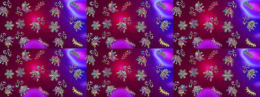 Kar tanelerinin soyut arkaplanlı Noel arkaplanı. Mor, mor ve kırmızı kar taneleri. Noel için tatil tasarımı, yeni yıl moda baskıları. Güzel tasarım. Raster illüstrasyonu.