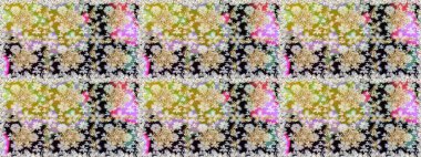 Damask arkaplanı. Altın çiçekli, pürüzsüz desen. Barok tarzında altın çiçekli süs. Tarafsız renklerdeki altın element.