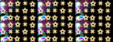 El çizimi çiçek çizimi deseni (fayans). Şirin çiçekli, desenli, siyah renkli renkli bir eskiz. Tekstil için suluboya çizim deseni.