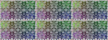 Gri renkli çiçekler. Raster illüstrasyonu. El çizimi çiçekleri olan soyut, pürüzsüz desen.