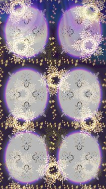 Güzel dekorasyon. Raster illüstrasyon kar taneleri. Gri, mor ve nötr renklerde suluboya kar taneleri. Kışın sembolü.