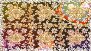 Kusursuz oryantal klasik altın desen. Kahverengi renklerde altın tekrarlayan elementler içeren Raster soyut arkaplanı.