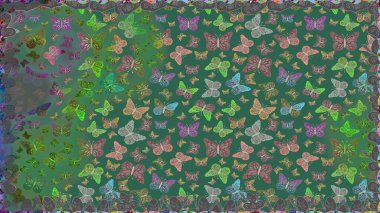 Yeşil renkli resimler. Güzel kelebek raster desenli resim tasarımı.