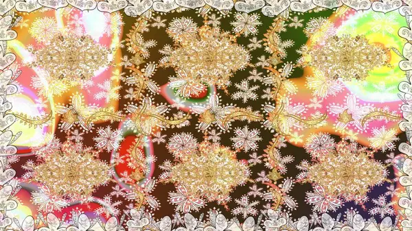 Doku arka planında altın duvar kâğıdı. Bej renklerde altın element. Damask kusursuz yinelenen arkaplan. Barok tarzında altın çiçekli süs..