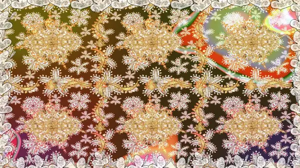 Kusursuz oryantal klasik altın desen. Kahverengi renklerde altın tekrarlayan elementler içeren Raster soyut arkaplanı.