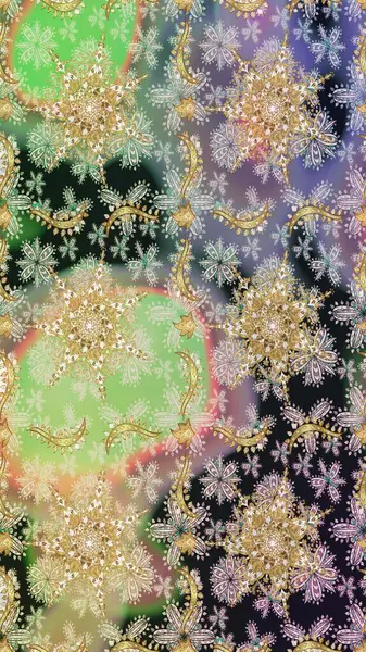 Altın rengi, kusursuz çizim. Senin tasarımın için, duvar kağıdı. Raster geometrik arka plan. Tarafsız renklerde altın desenli altın çiçekli elementler.