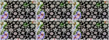 Çiçekli karalama şeklinde Raster çiçek deseni. Nazik, narin çiçek arkaplanı. Siyah renkte çiçekler.