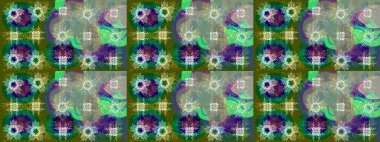 Yeşil, nötr ve mavi renkler üzerine şirin soyut kar tanesi raster tasarımı. Yeni yıl kar tanesi. Düz kar karalama ikonları, kar taneleri silueti Noel afişi için, kartlar.