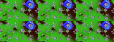 Kış kar taneleri, raster arka plan. Yüzey için tekrarlanan doku, ambalaj kağıdı, yeşil ve kahverengi renkte kar tanesi.