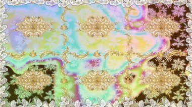 Barok tarzında kusursuz bir doğulu süsü. Tarafsız renklerde ve altın elementlerle geleneksel klasik altın raster deseni.