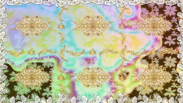 Barok tarzında kusursuz bir doğulu süsü. Tarafsız renklerde ve altın elementlerle geleneksel klasik altın raster deseni.