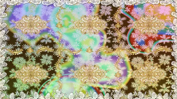 Doğu tarzı arabesk. Kusursuz altın desenli bukleler. Raster altın desen. Raster illüstrasyonu. Altın elementli nötr renkler.