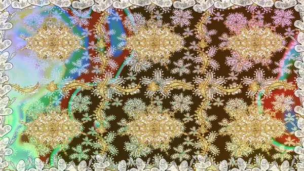 Raster altın desen. Raster illüstrasyonu. Altın elementli nötr renkler. Kusursuz altın desenli bukleler. Doğu tarzı arabesk.