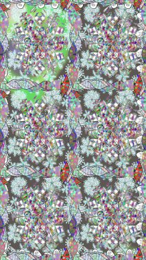 Tarafsız renklerde çok renkli, zarif küçük çiçekler ve komik böcekler, raster deseni, illüstrasyon.