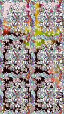 Düz Çiçek Elementleri Tasarımı. Çiçeksel fantezi tasarımı, parlak bir arka planda, kusursuz bir desen. Renkli Bahar Teması Kusursuz Arkaplan.