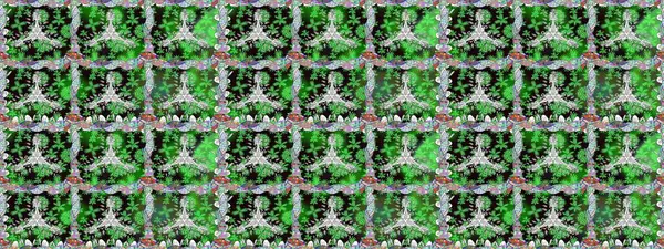 Çiçek buketleriyle klasik tarzda kusursuz desenler. Raster illüstrasyonu. Yeşil renklerde.