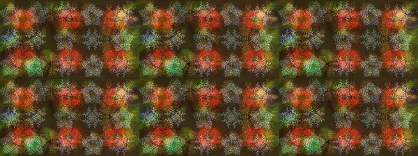 Kahverengi, yeşil ve gri renklerde kar tanesinden yapılmış kış deseni. Düz yatıyordu. Raster illüstrasyonu. Kış konsepti.