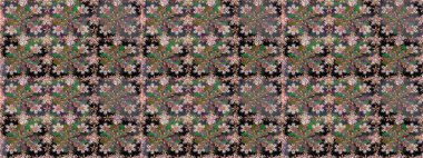 Kusursuz bir arka plan modeli. Suluboya, elle çizilmiş. Vadinin çiçekleri kahverengi renklerde. Raster - stok.