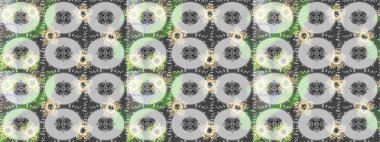 Gri, nötr ve yeşil renkli kar taneleri. Renkli arka planda izole tatlı kar taneleri. Kar tanesi raster deseni. Raster illüstrasyonu.