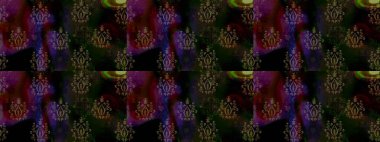 Siyah renkli Asya tekstili. Çiçek desenli çizim. Raster illüstrasyonu.