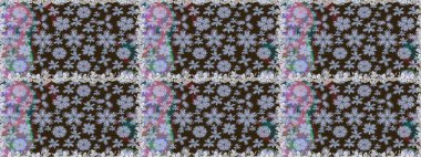 Çiçekler, yaprakları ile halk tarzında Dikişsiz çiçek deseni. Raster Illustration. El çizilmiş.