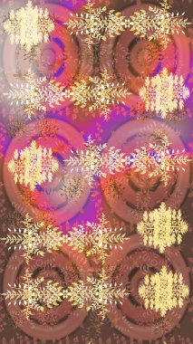 Kahverengi, pembe ve bej renkli kar taneleri. Raster illüstrasyonu. Raster Noel soyut renkli arkaplan ve tatlı kar tanesi.