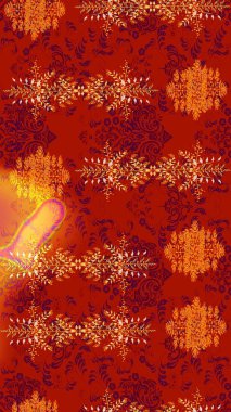 Kışın sembolü. Kırmızı, turuncu ve sarı renklerde ayrık suluboya kar taneleri. Güzel dekorasyon. Raster çizimi kar taneleri.