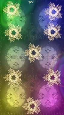 Kar taneleri deseni. Renkli arka planda izole edilmiş kar tanelerinin düz tasarımı. Kar taneleri arka planda. Raster illüstrasyonu. Kar tanesi süslemeli desen.