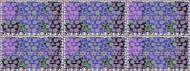 Eflatun renklerde etnik çiçeklerle kusursuz bir desen. Raster Çiçek İllüstrasyonu güzel tekstil..